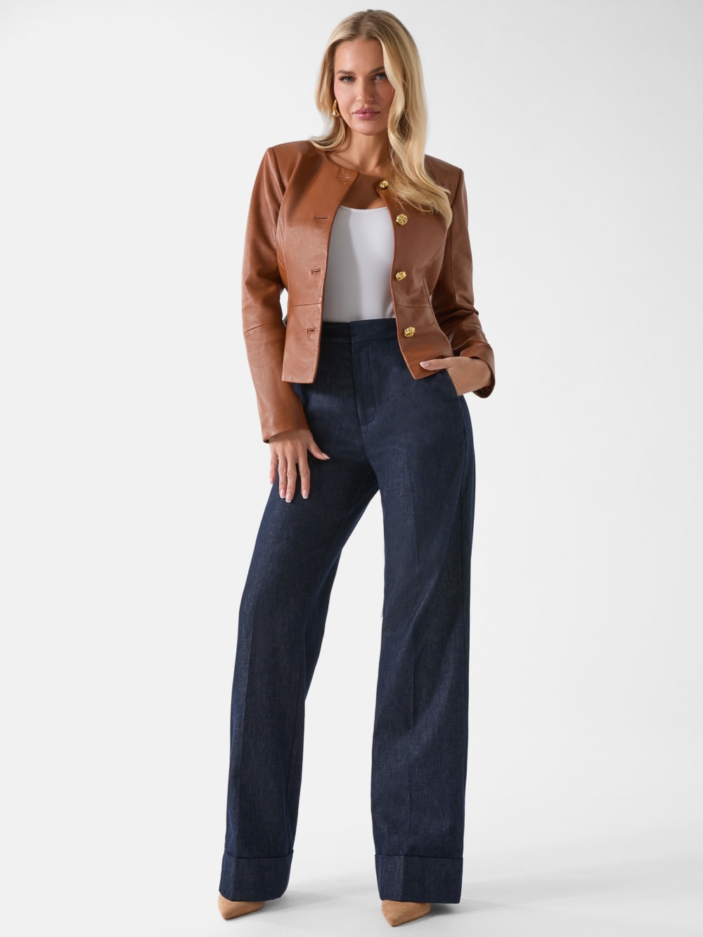 Marciano Peplum Leather Jacket - Guess