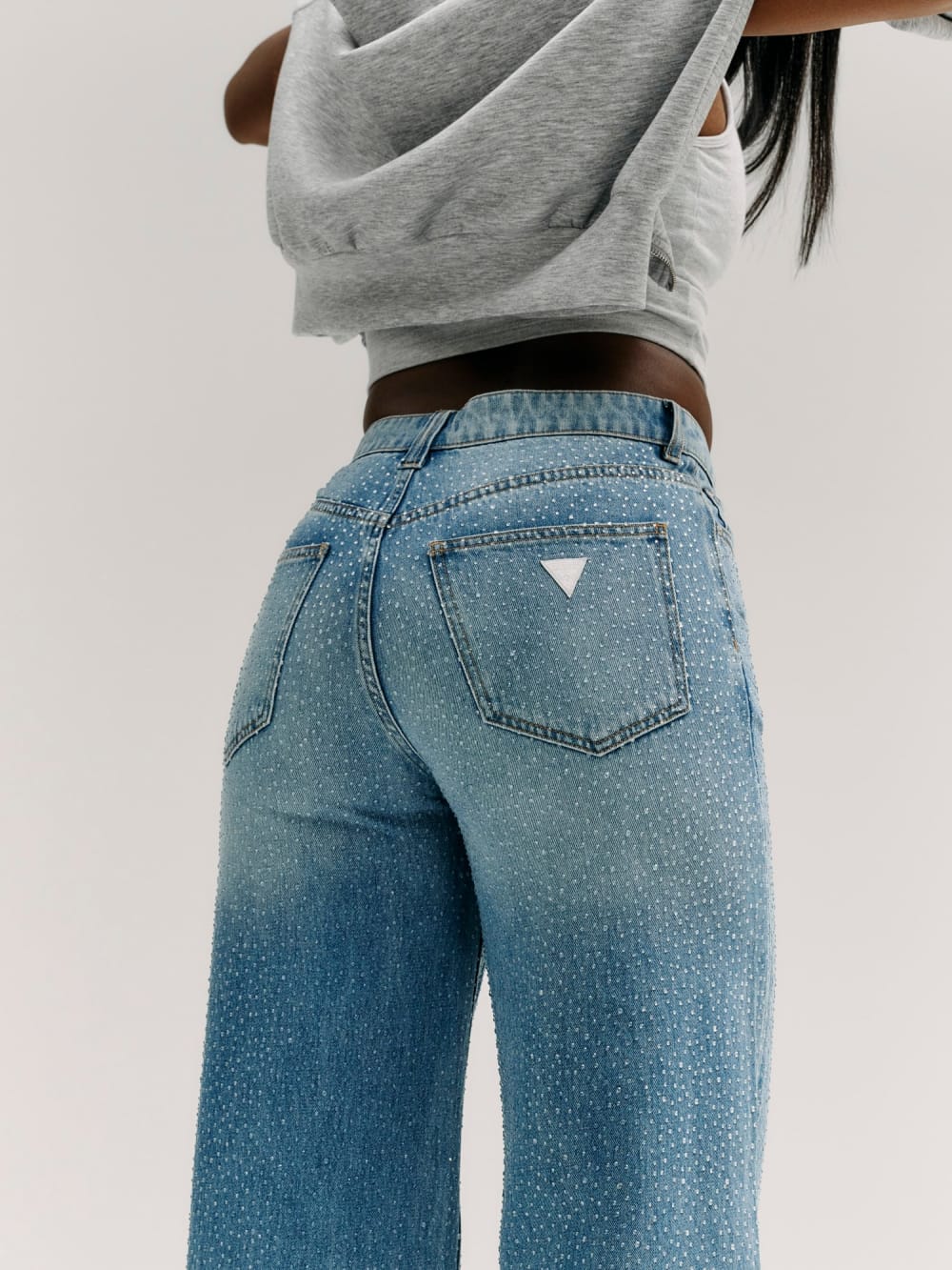 Rhinestone Wide-Leg Jeans - Guess