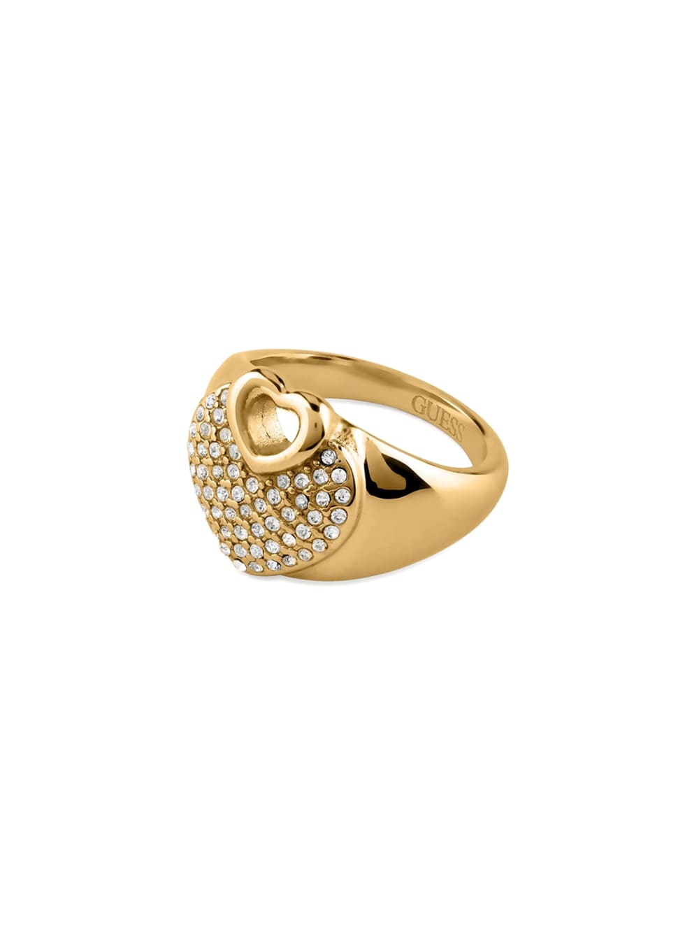 Gold-Tone Pav Heart Ring - Size 7 - Guess