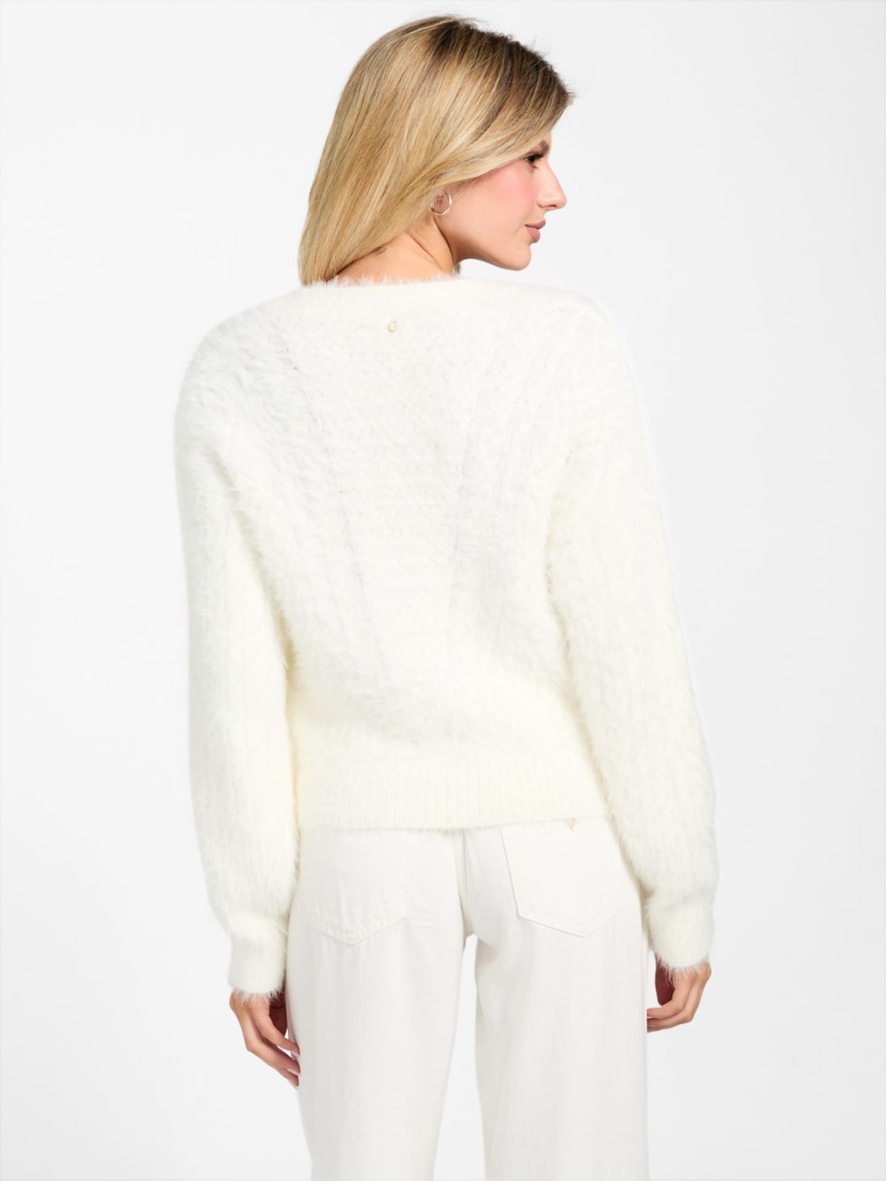 Kinako Fuzzy Cable-Knit Cardigan - Guess