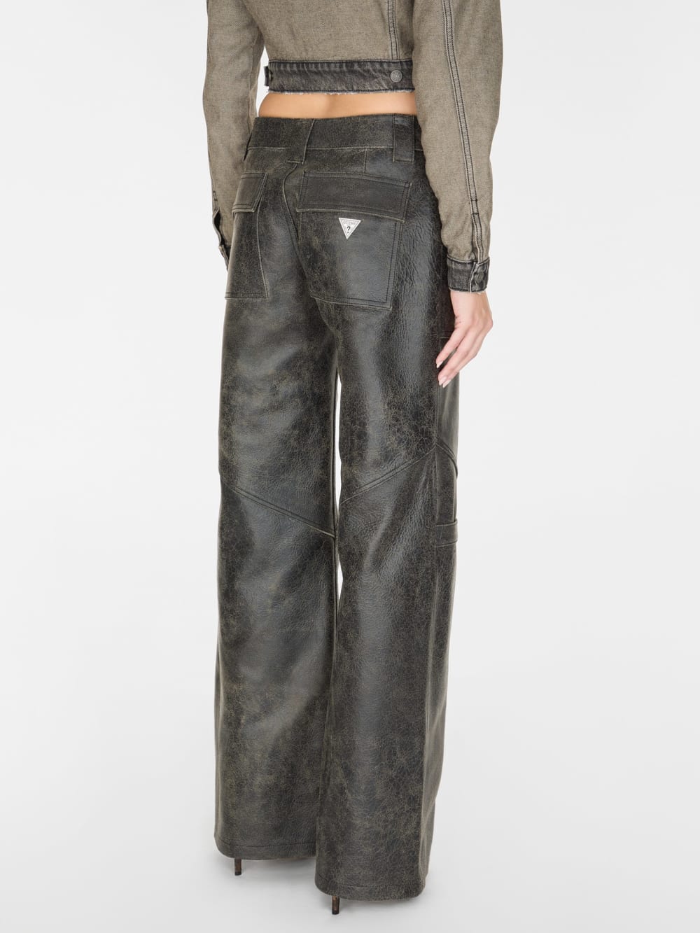 wide-Leg crackled leather pants - Guess