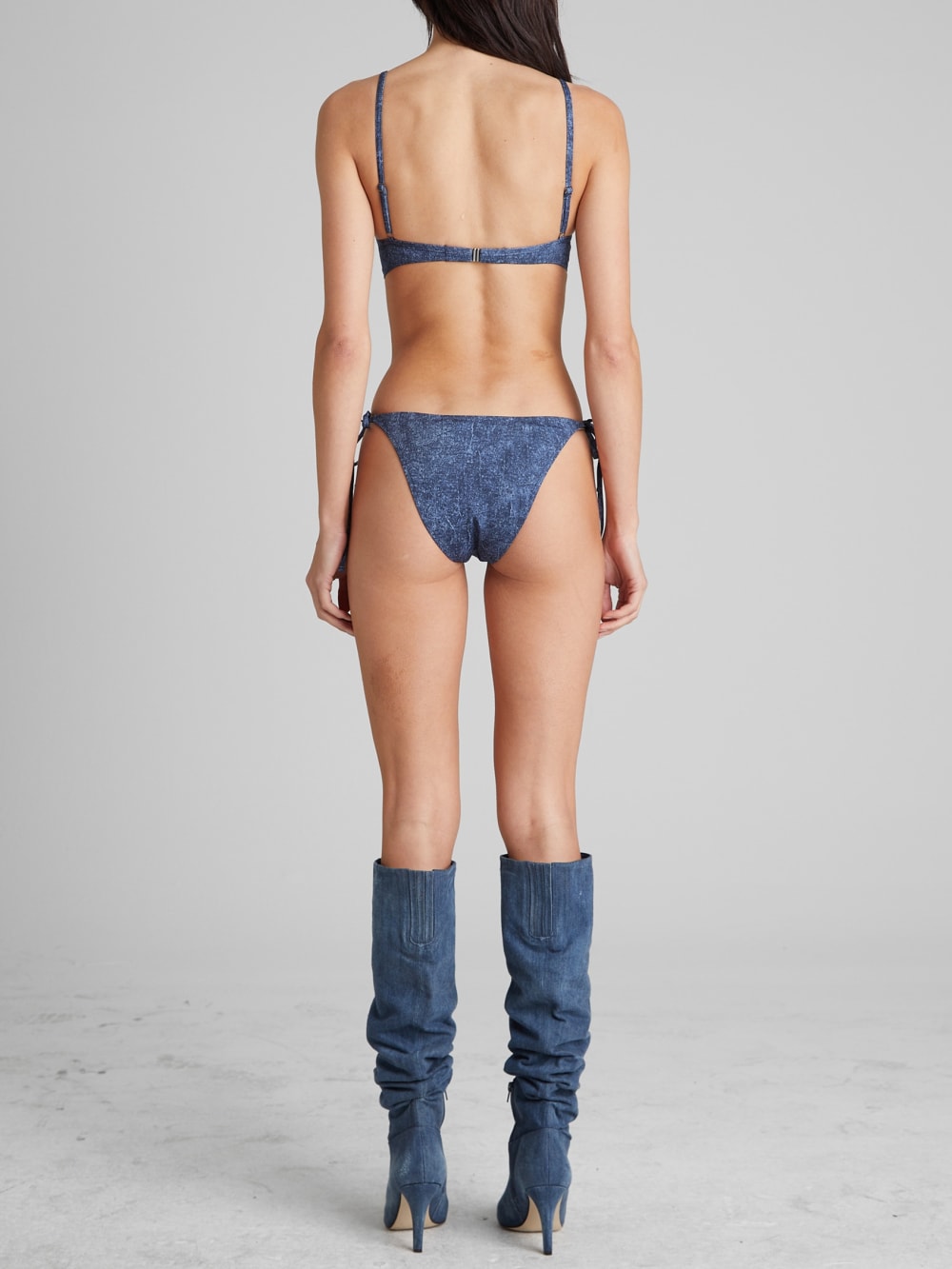 Denim Print Triangle Swim Top - Guess