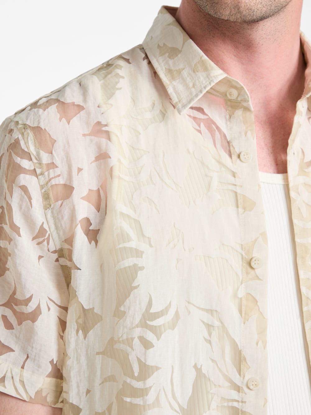 Floral Devore Burnout Shirt - Guess