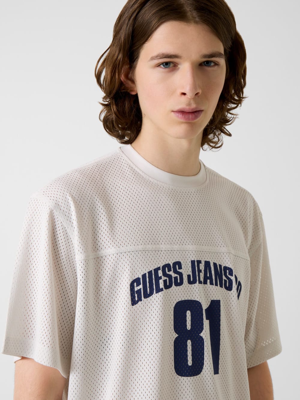 Boxy Crop Mesh Jersey - Guess
