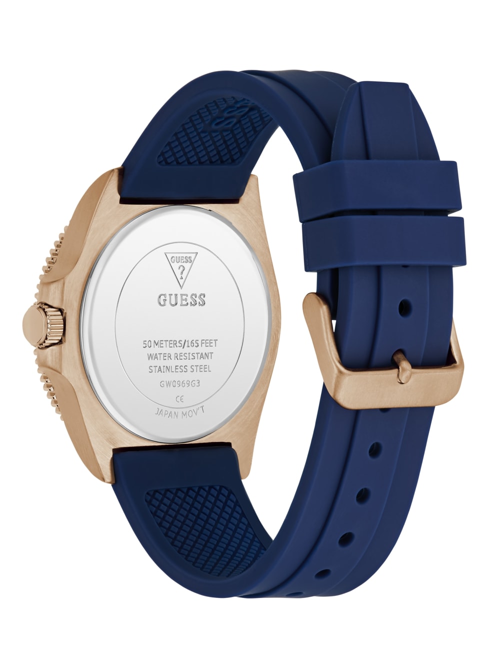 Rose Gold-Tone and Blue Silicone Analog Watch - Guess
