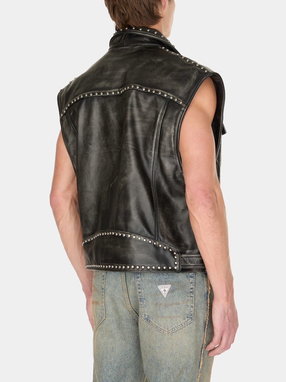 studded leather vest - Guess