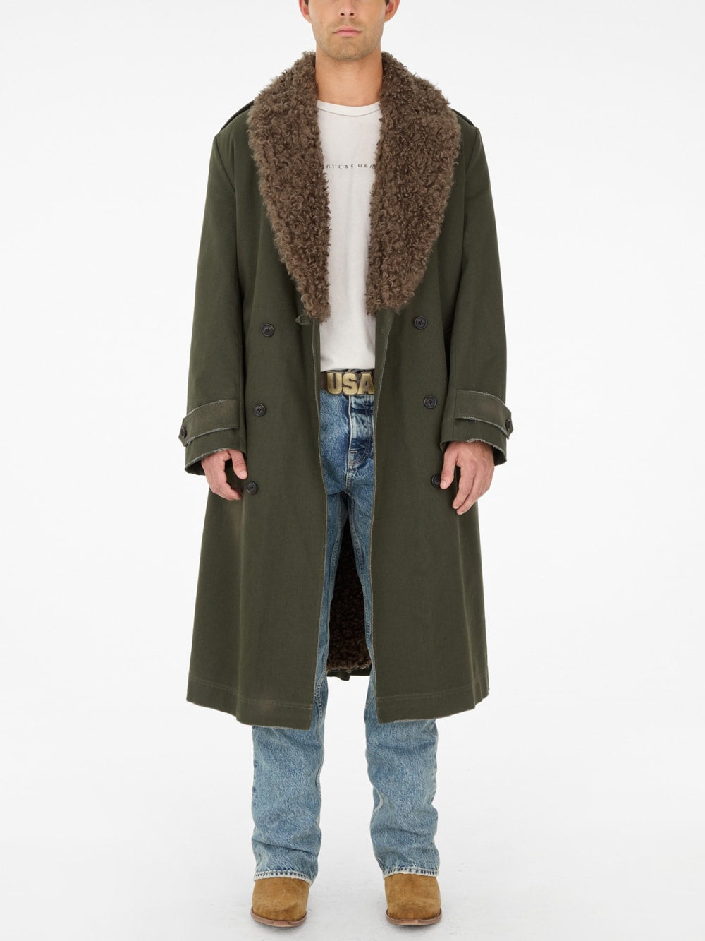 faux-fur long coat - Guess