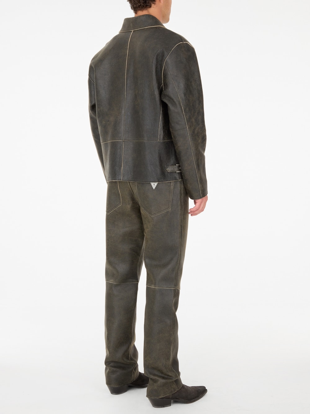 crackled leather jacket - Guess