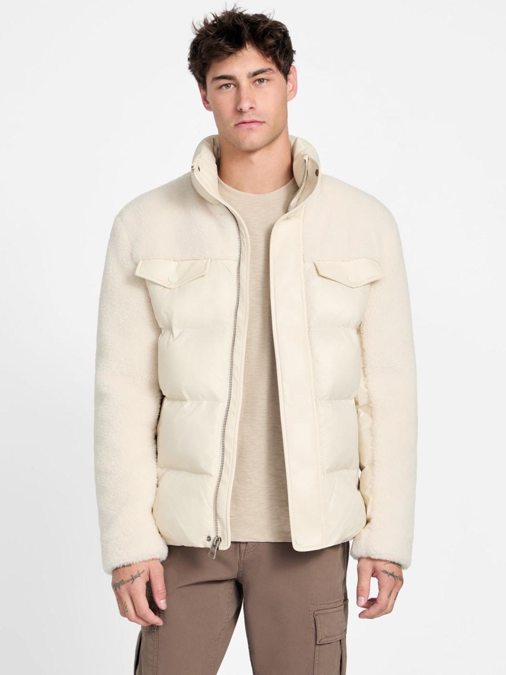 Mix Puffa Shearling Jacket - Guess