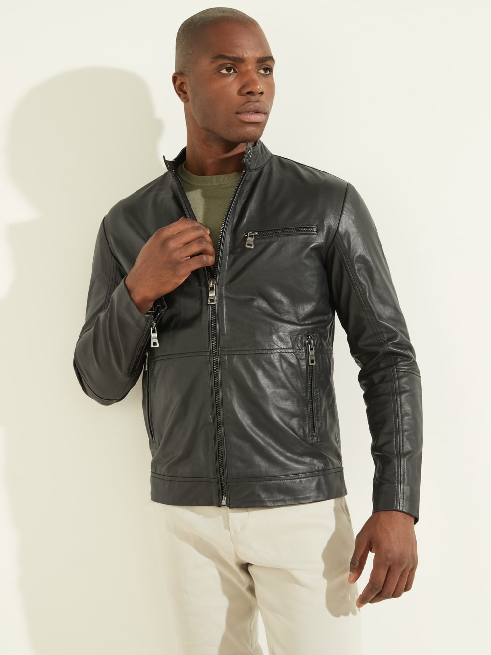 Leather Biker Jacket - Guess