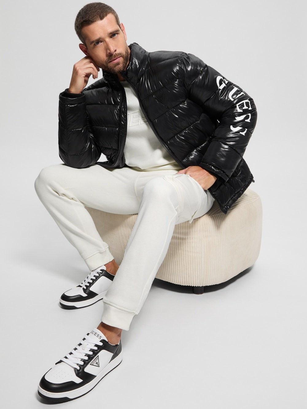 Shiny Hooded Puffer Jacket - Guess
