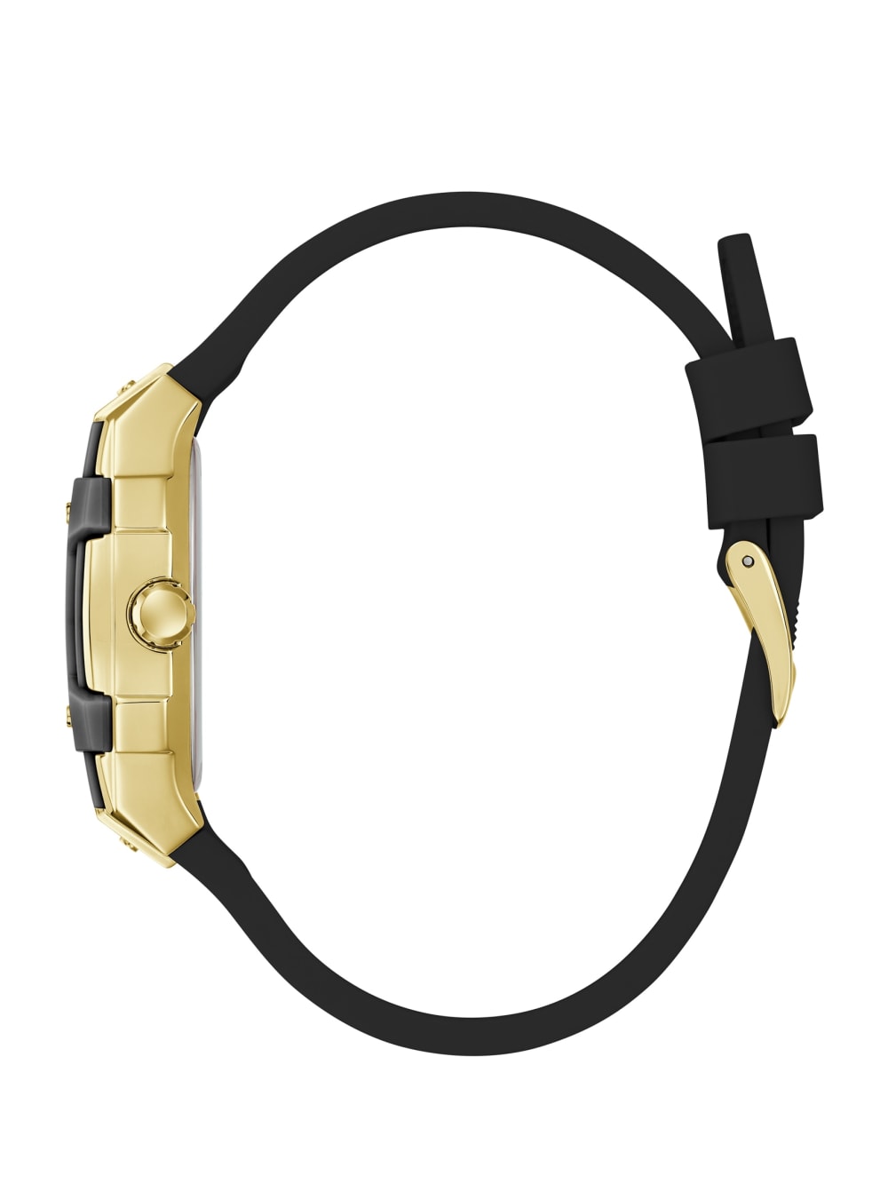 Gold-Tone and Black Silicone Multifunction Watch - Guess