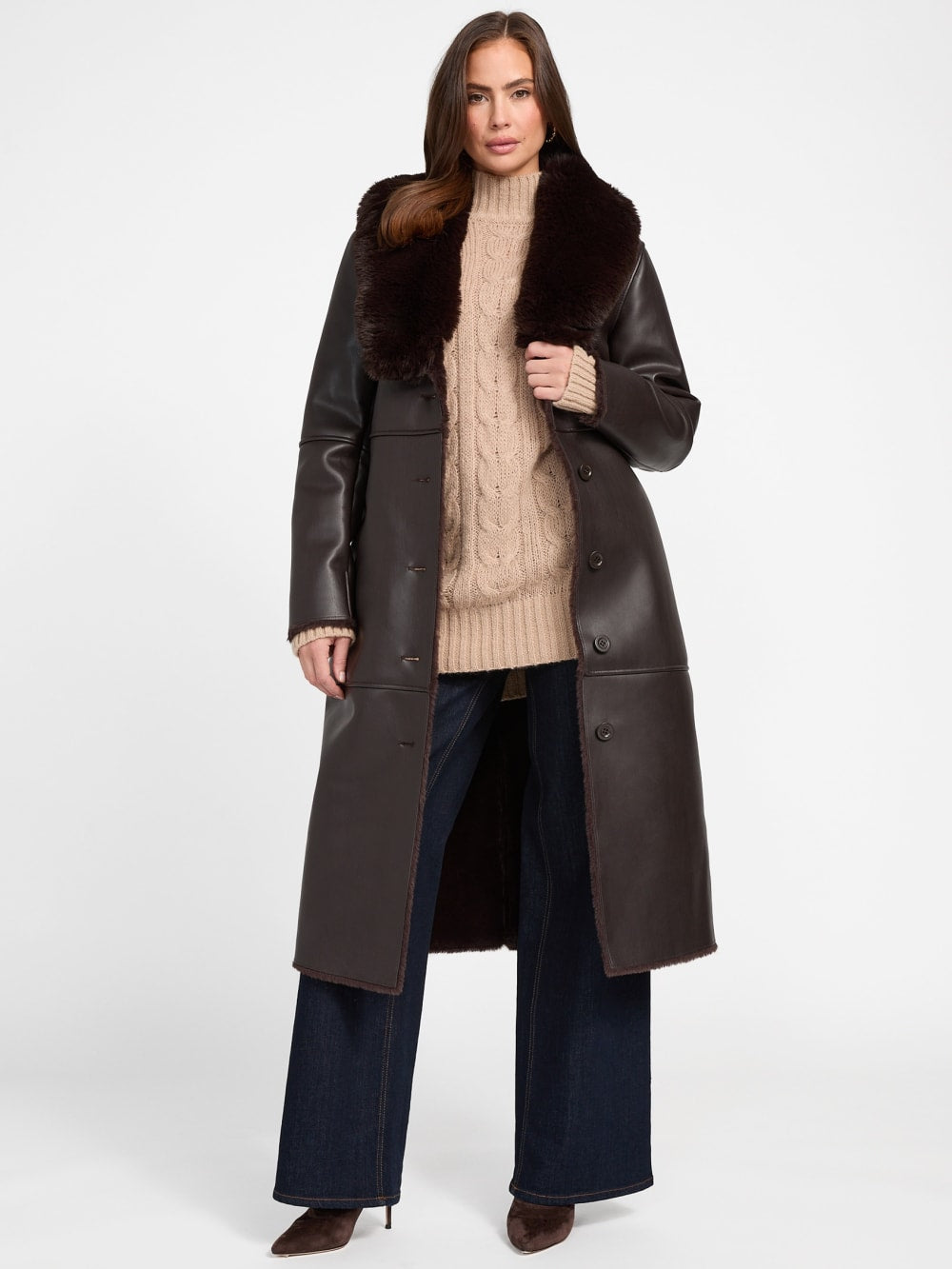 Zoey Faux-Leather Coat - Guess
