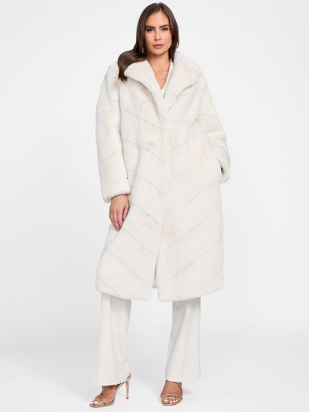 Maya Longline Faux-Fur Coat - Guess