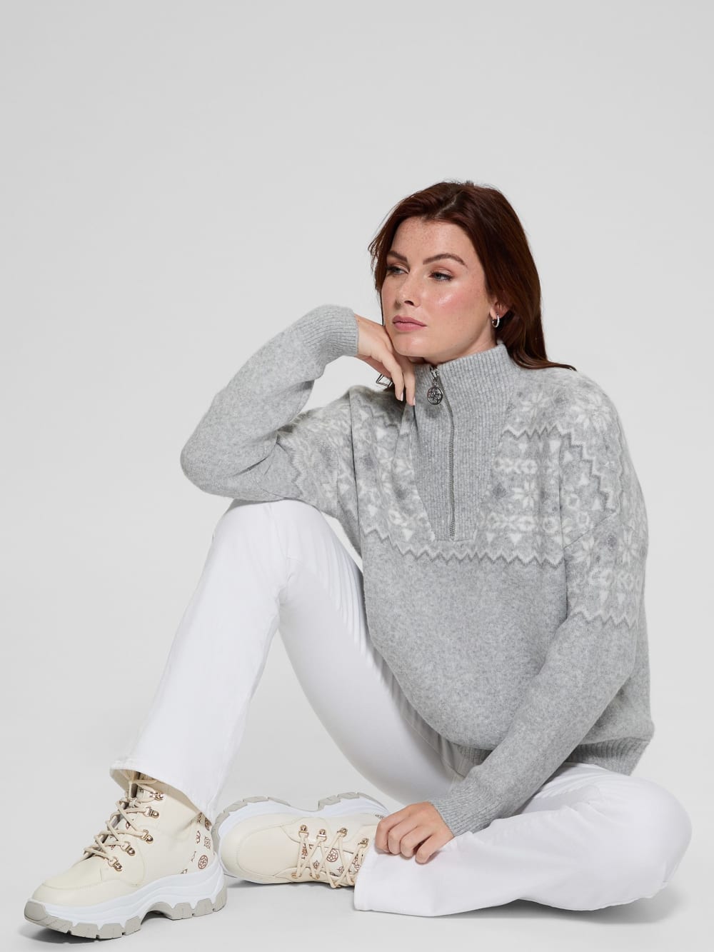 Half-Zip Wool-Blend Pullover Sweater - Guess