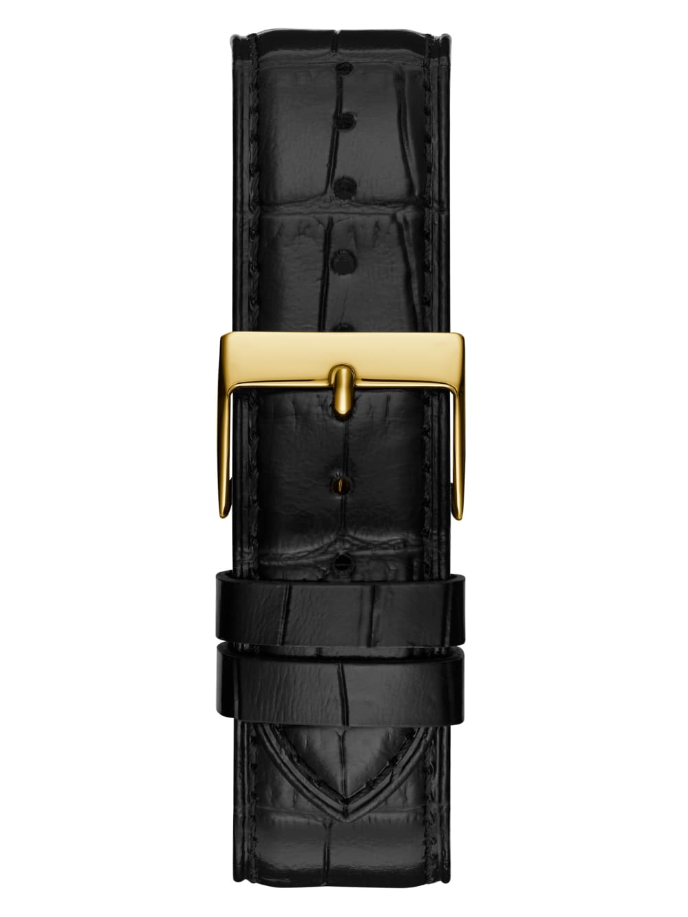 Gold-Tone and Black Analog Leather Watch - Guess