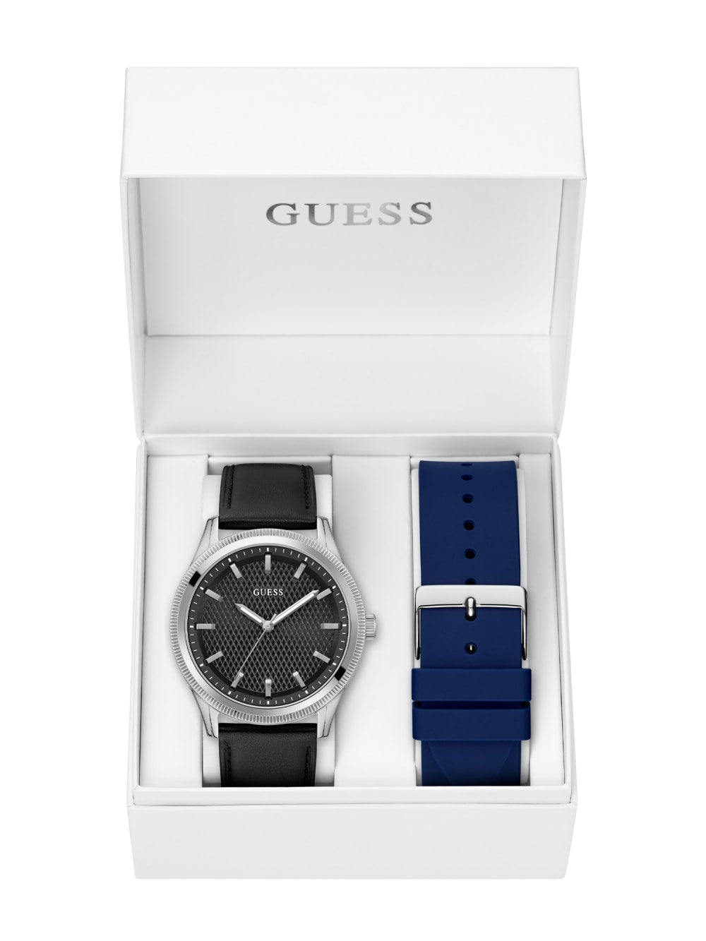 Silver-Tone Analog Leather Watch - Guess