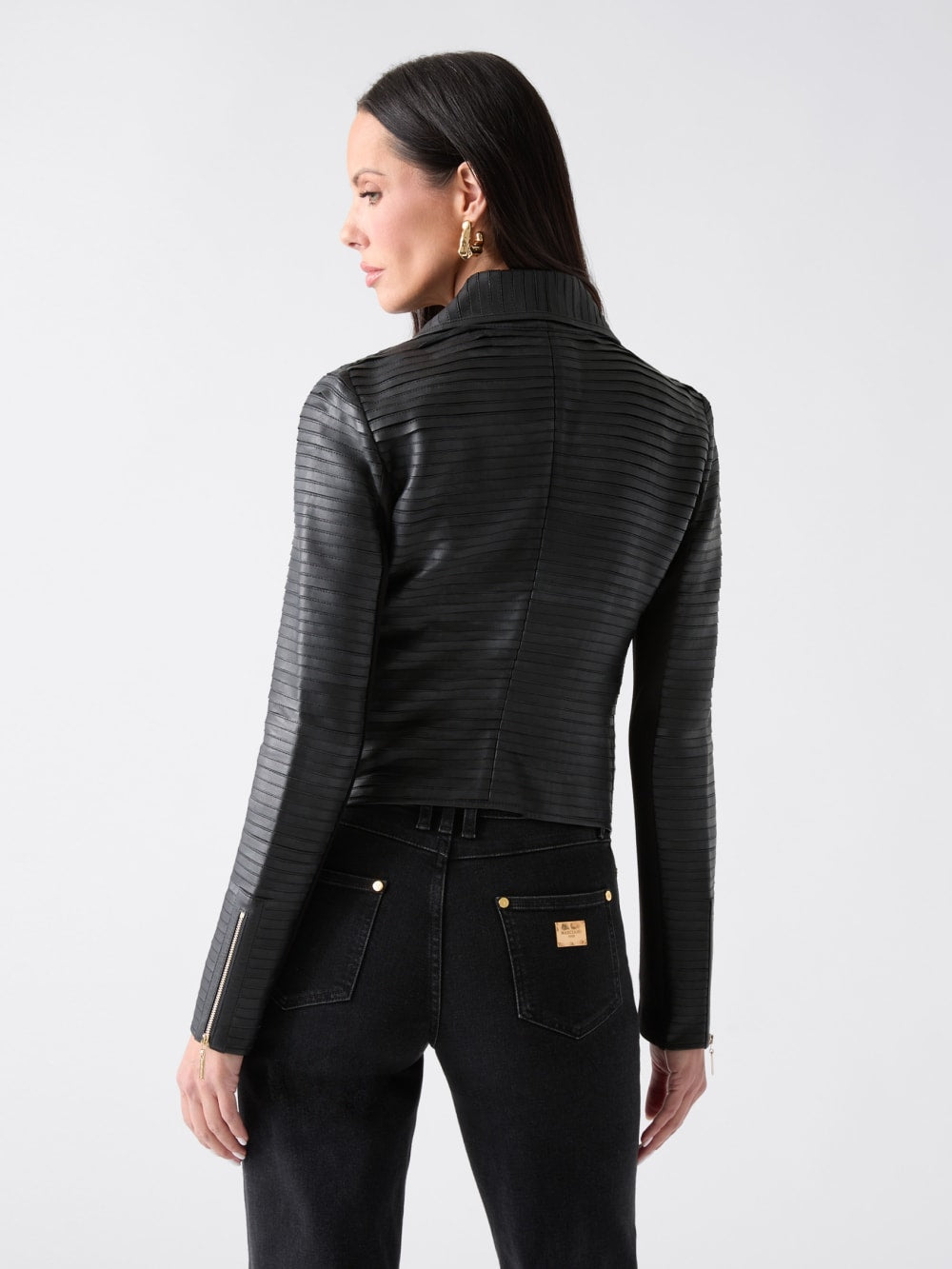 Shayna Drape Leather Jacket - Guess
