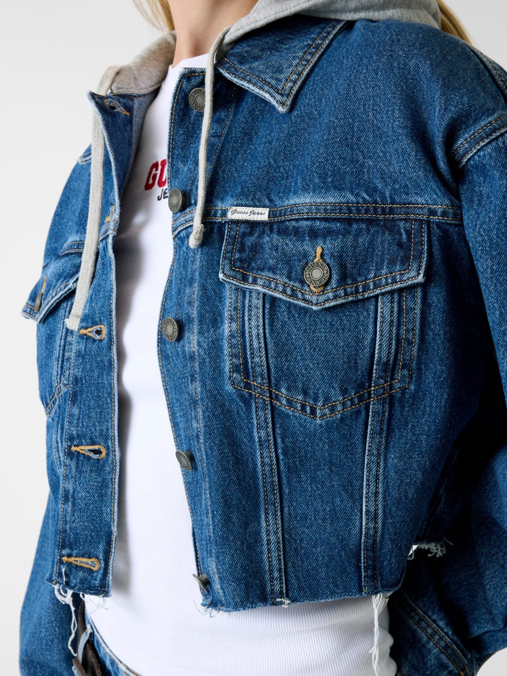 Cropped hooded denim jacket - Guess