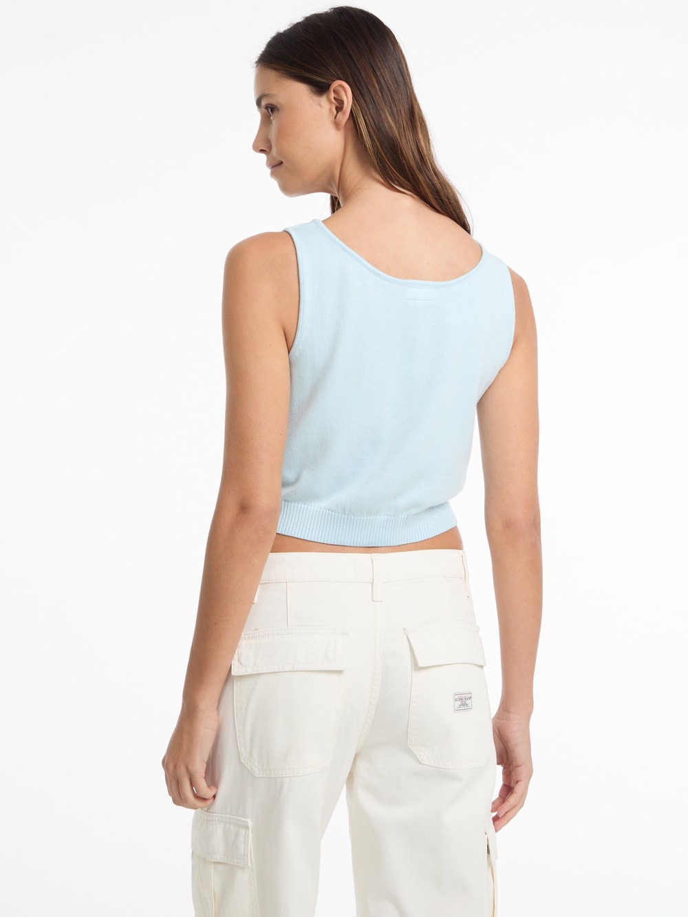Silk and Wool-Blend Scoop Logo Sweater Tank - Guess