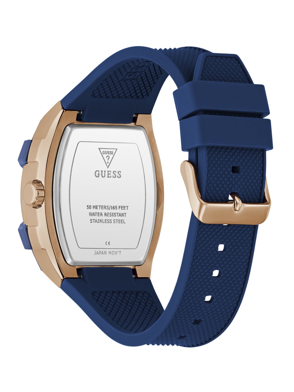 Rose Gold-Tone and Blue Silicone Multifunction Watch - Guess