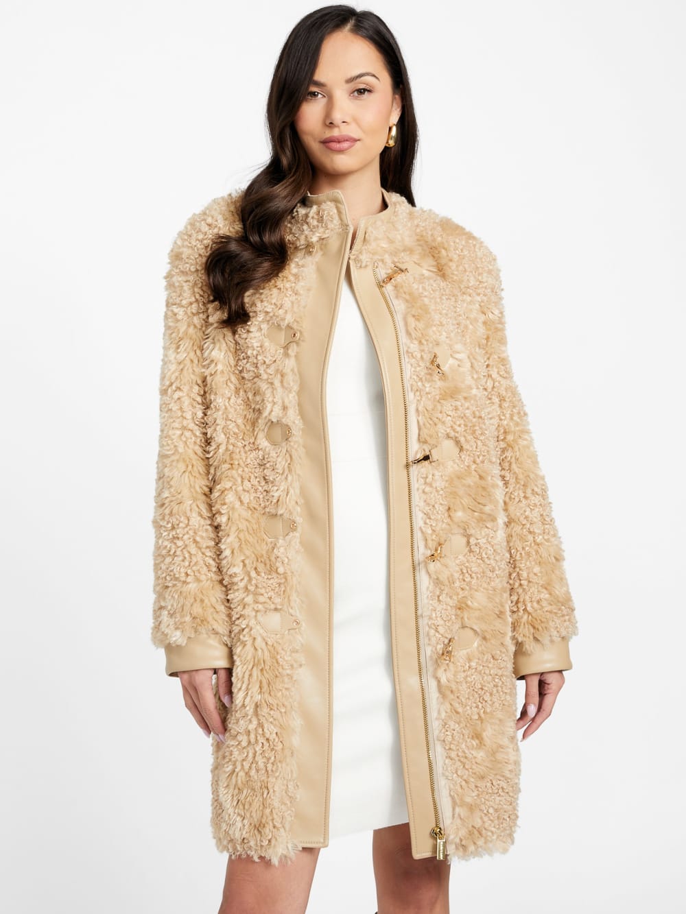 Rachel Faux-Fur Midi Coat - Guess