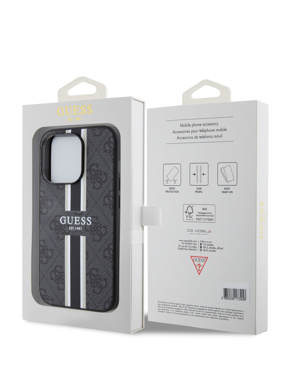 Quattro G Striped iPhone 15 Pro Case - Guess