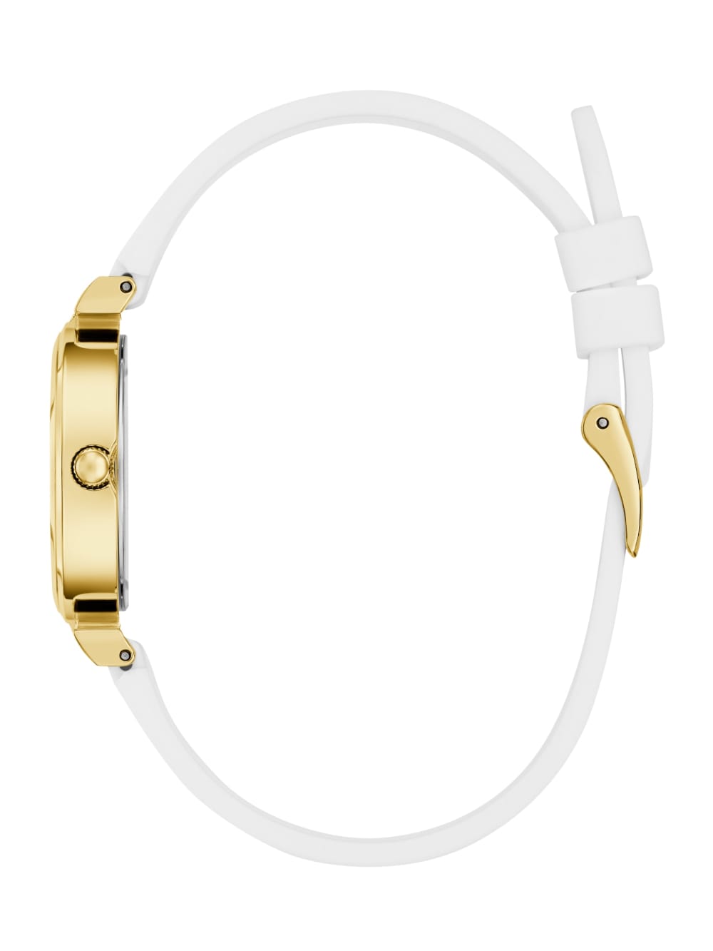 Gold-Tone and White Silicone Analog Watch - Guess