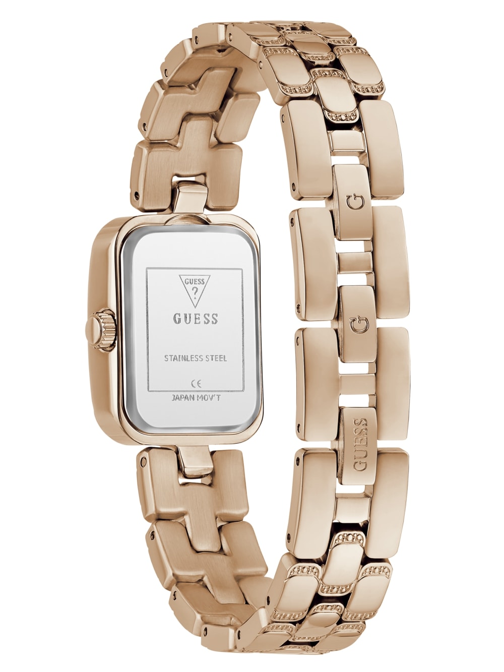 Rose Gold-Tone Textured Square Analog Watch - Guess