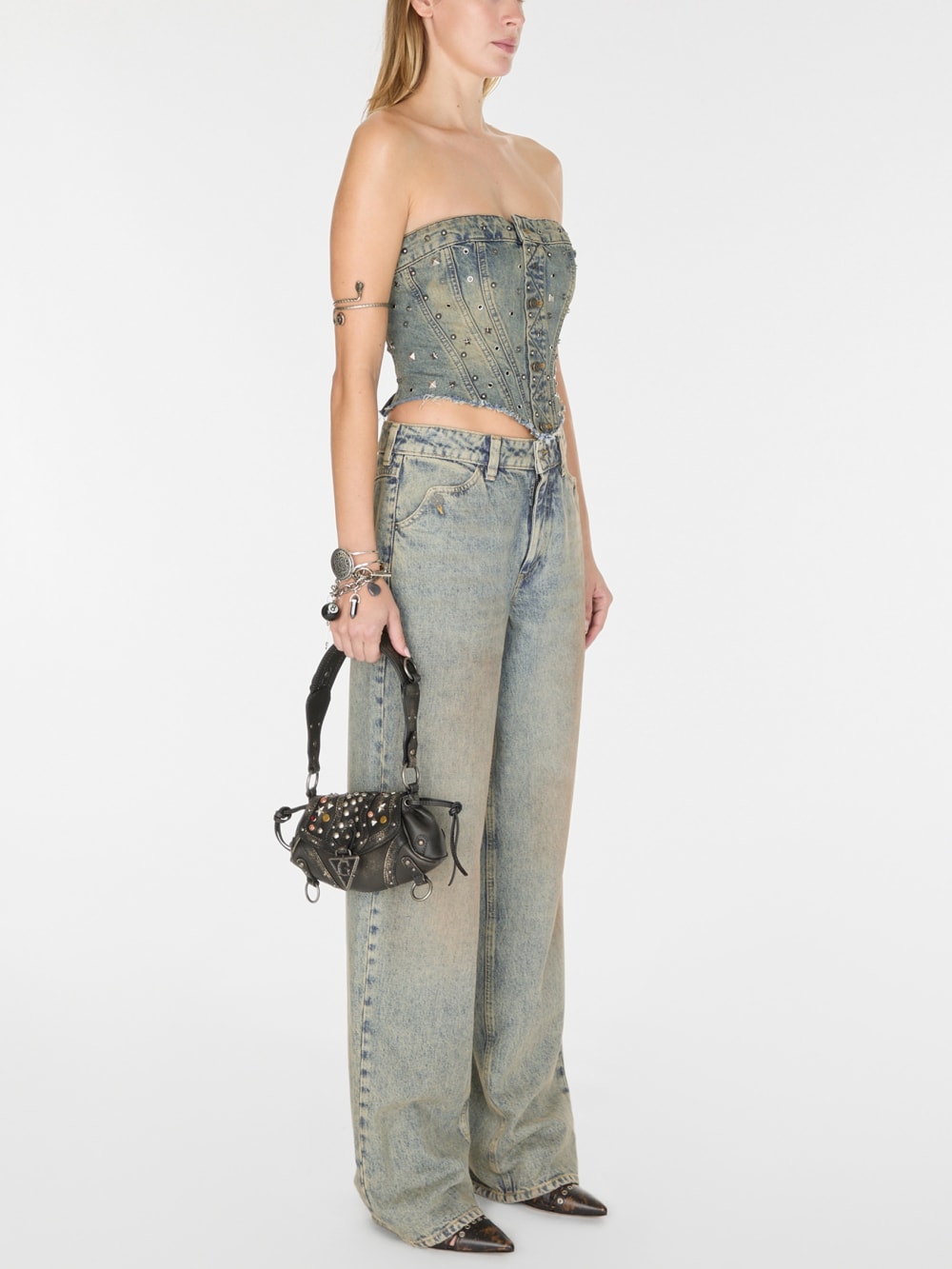 embellished denim corset - Guess