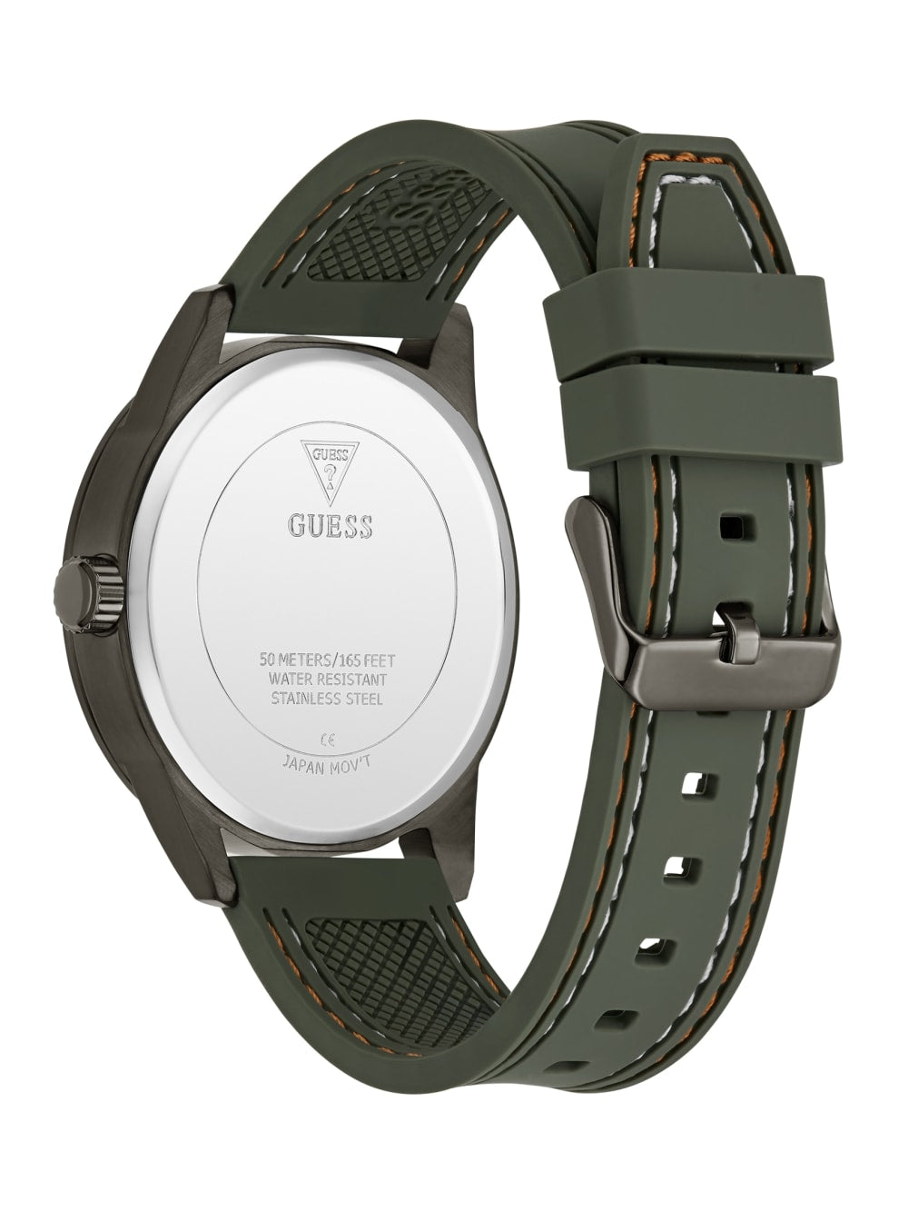 Dark Silver-Tone and Green Silicone Multifunction Watch - Guess