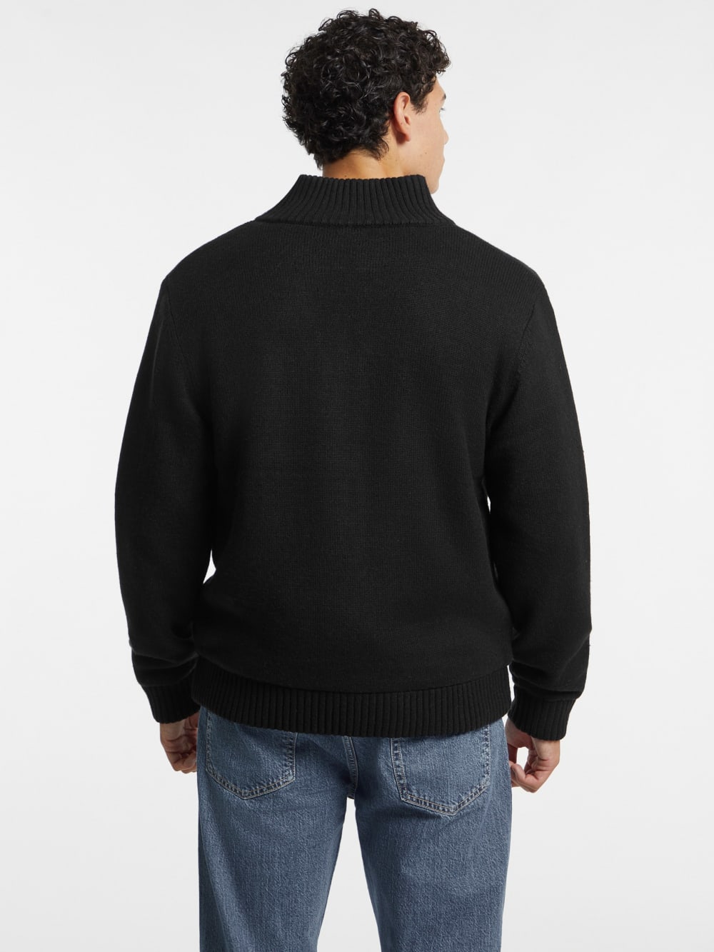 Wool-Blend Logo Zip-Up Sweater - Guess