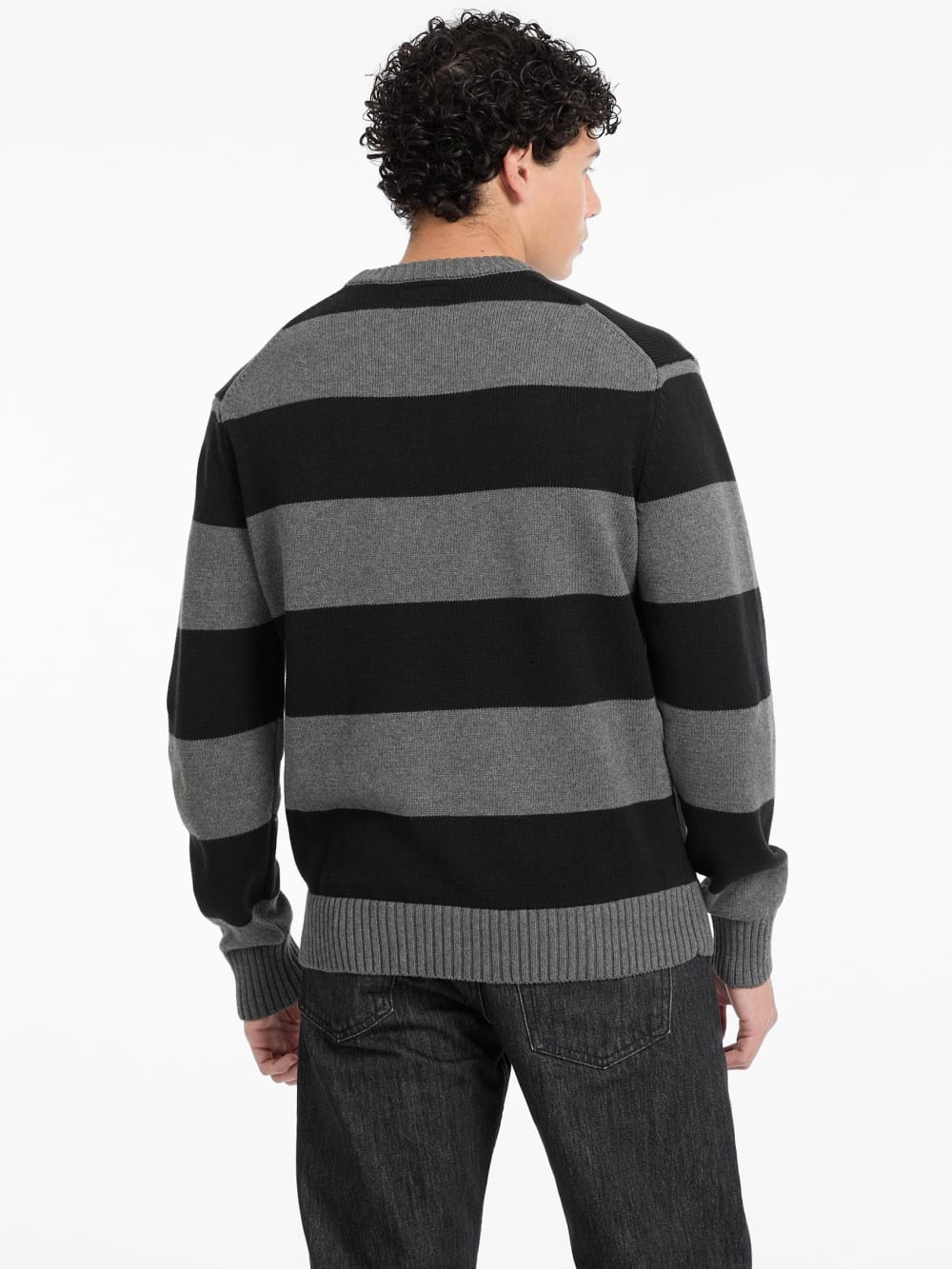 Striped Embroidered Logo Sweater - Guess