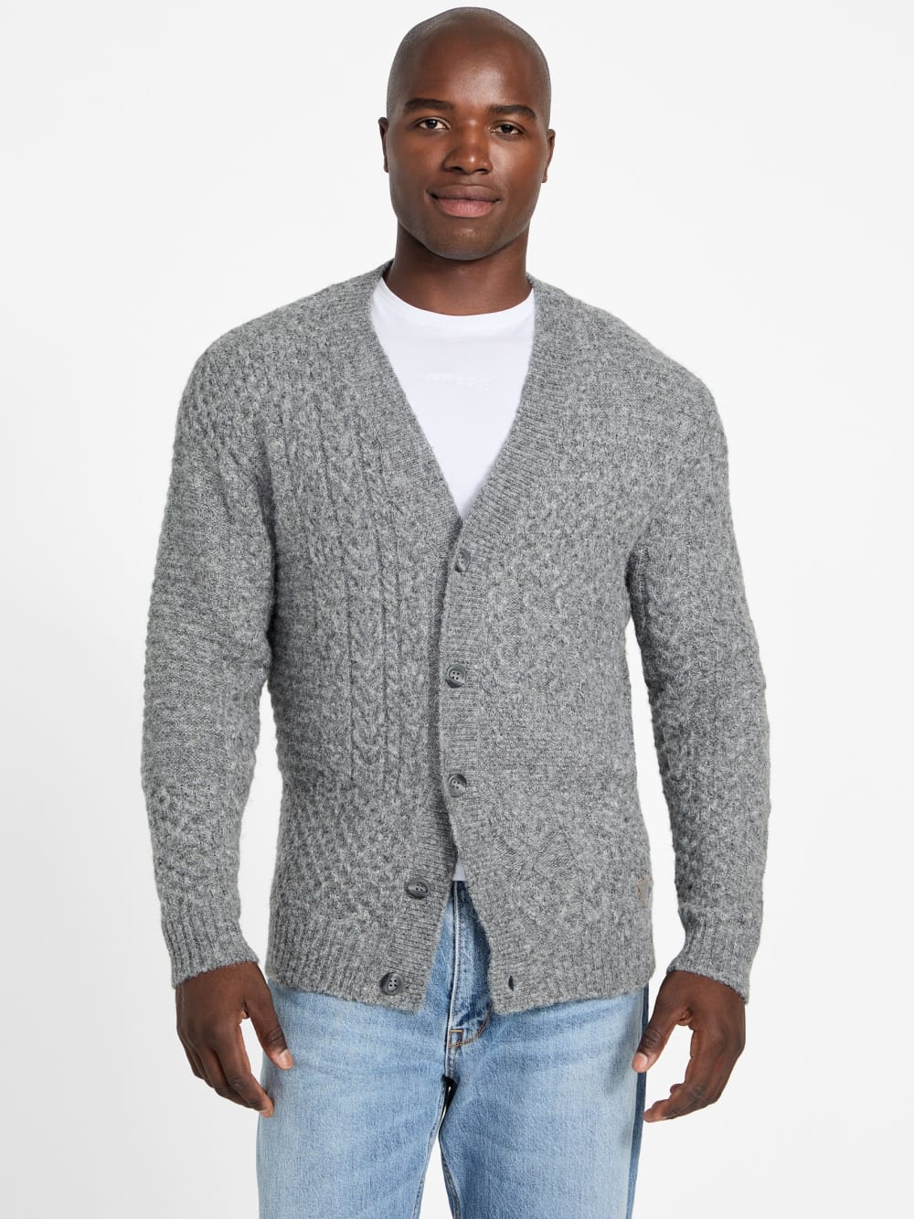 Eco Jeffry Cable-Stitch Cardigan Sweater - Guess