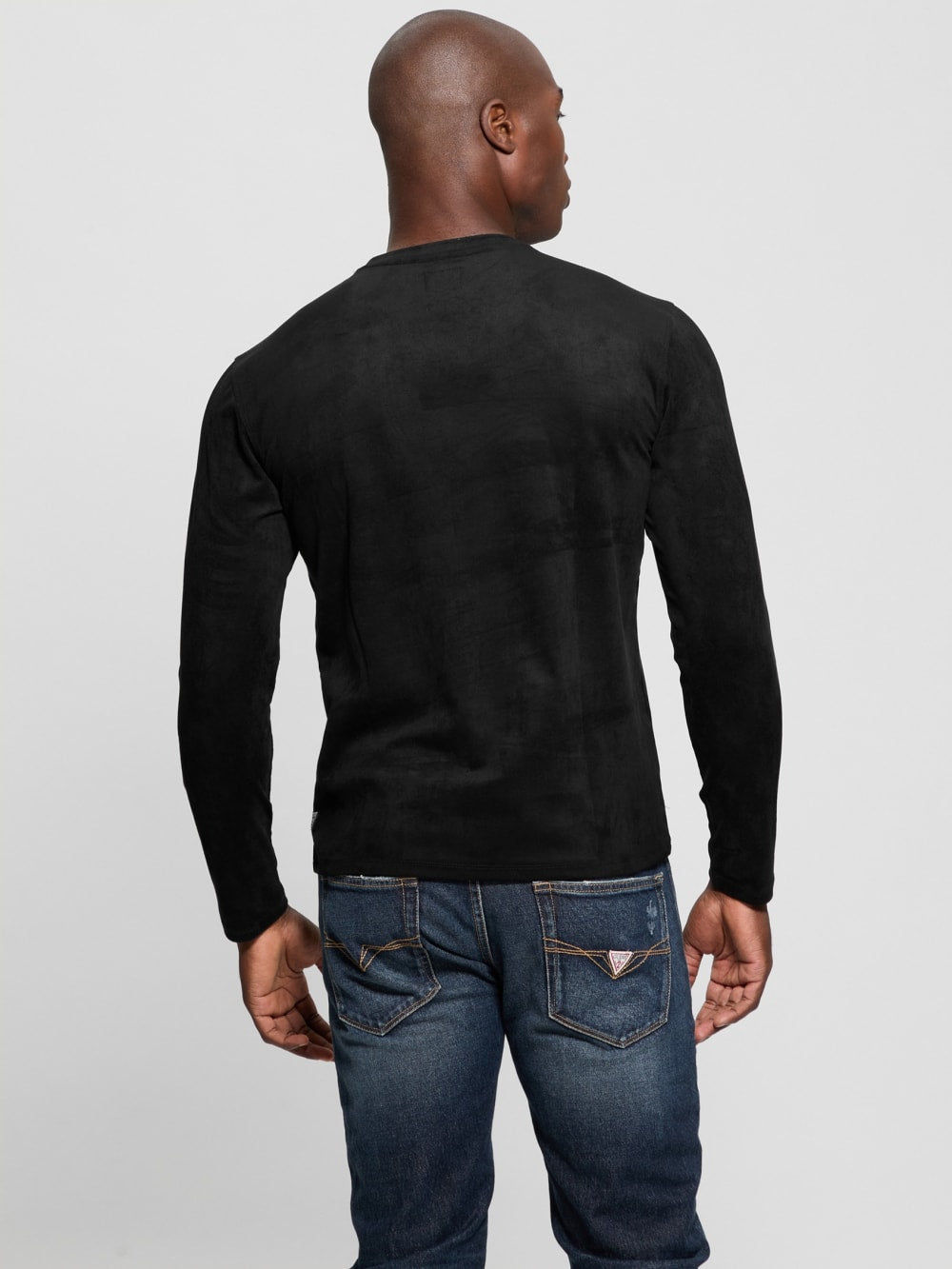 Garrett Knit Faux-Suede Crewneck - Guess