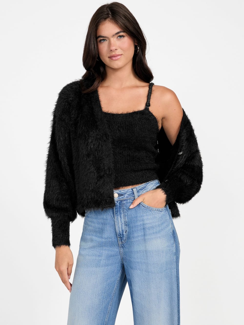 Keyla Fuzzy Sweater Crop Cami - Guess