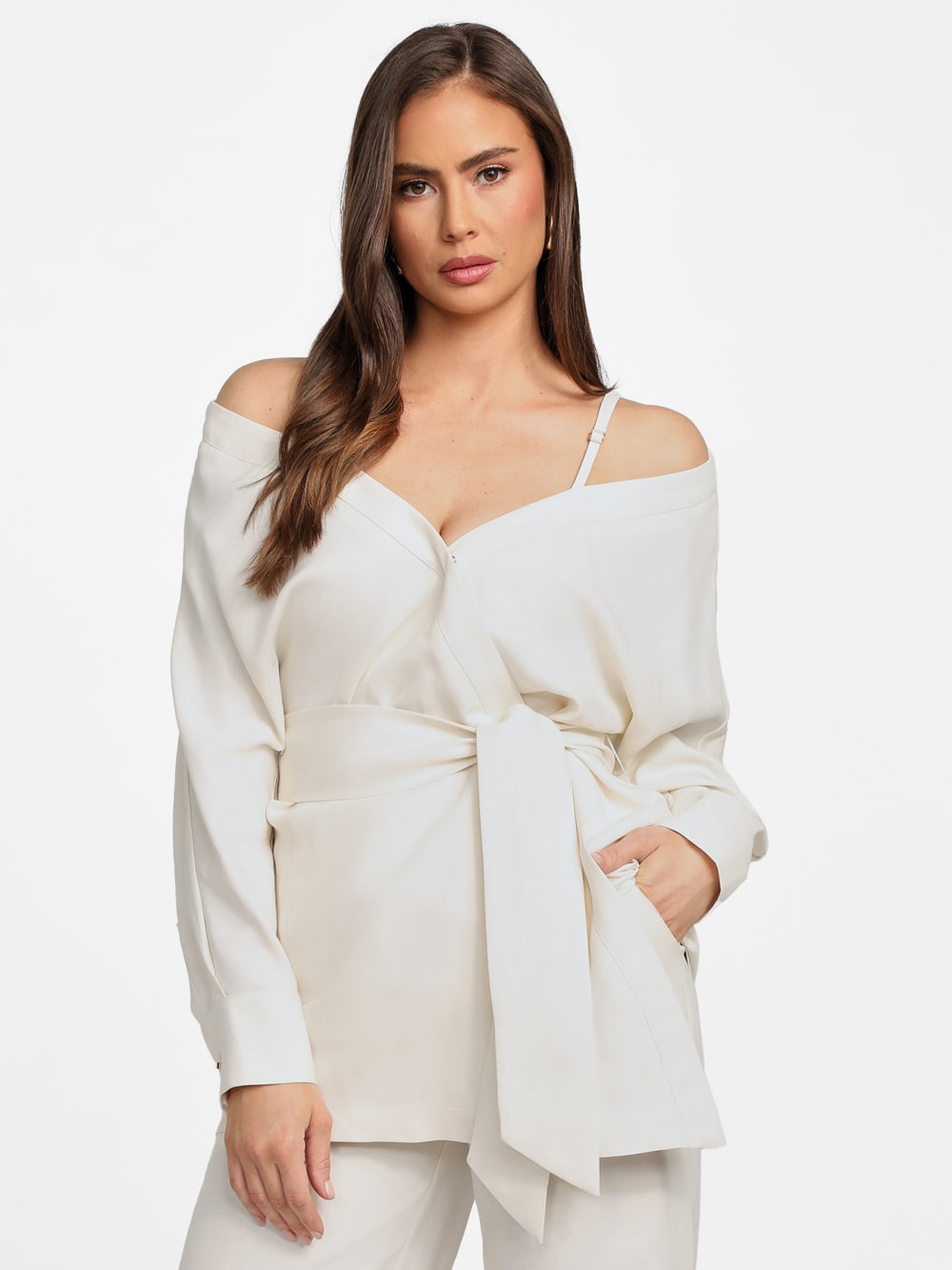 Eco Greta Linen-Blend Wrap Tunic - Guess
