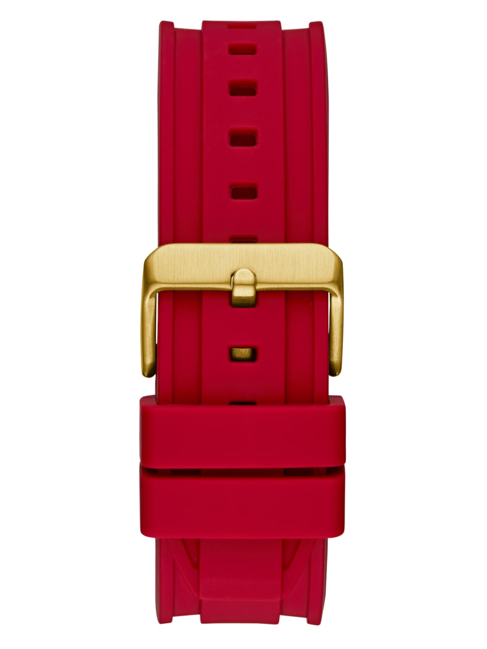 Gold-Tone and Red Silicon Multifunction Watch - Guess