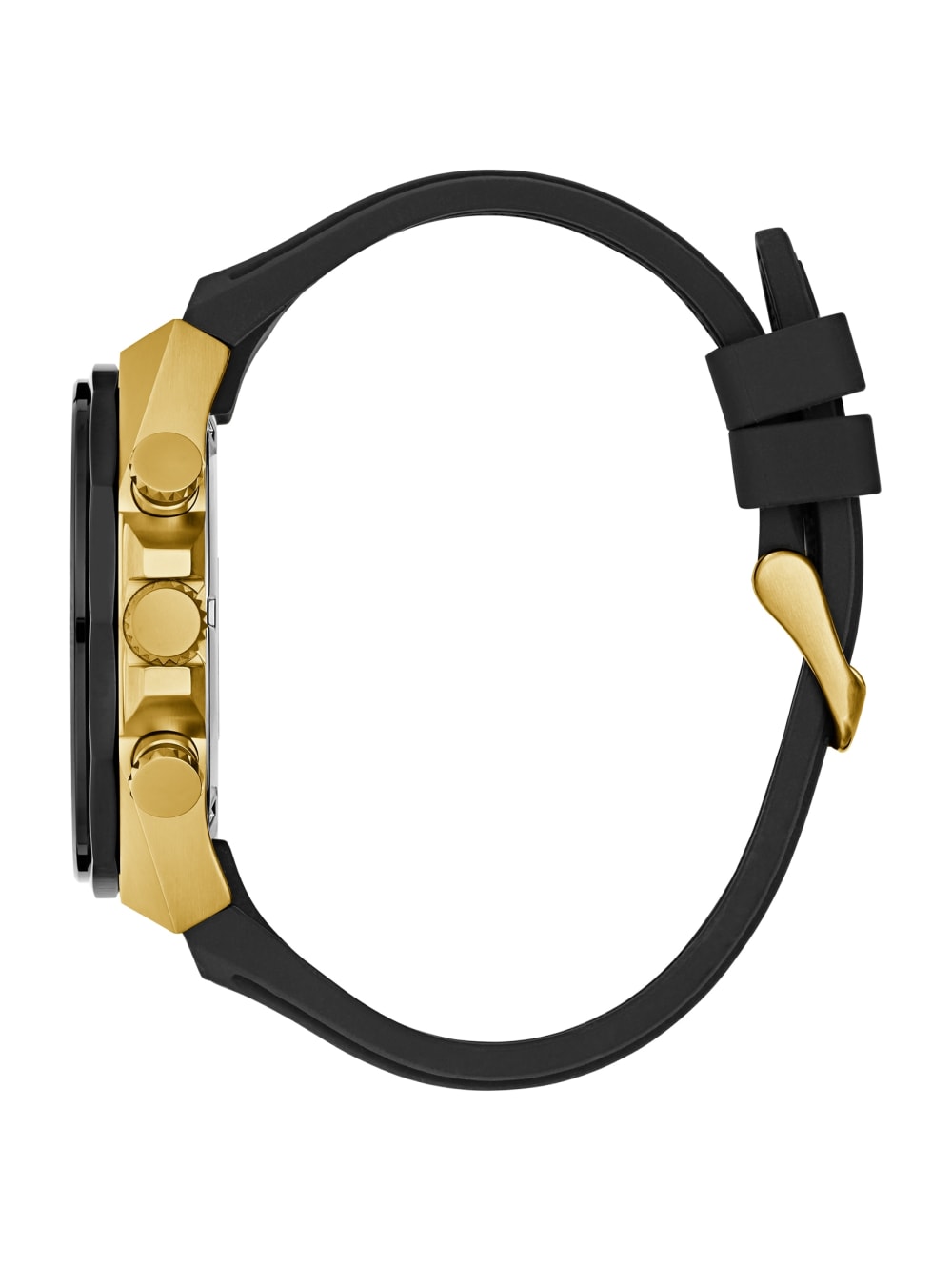 Gold-Tone and Black Silicone Chronograph Watch - Guess