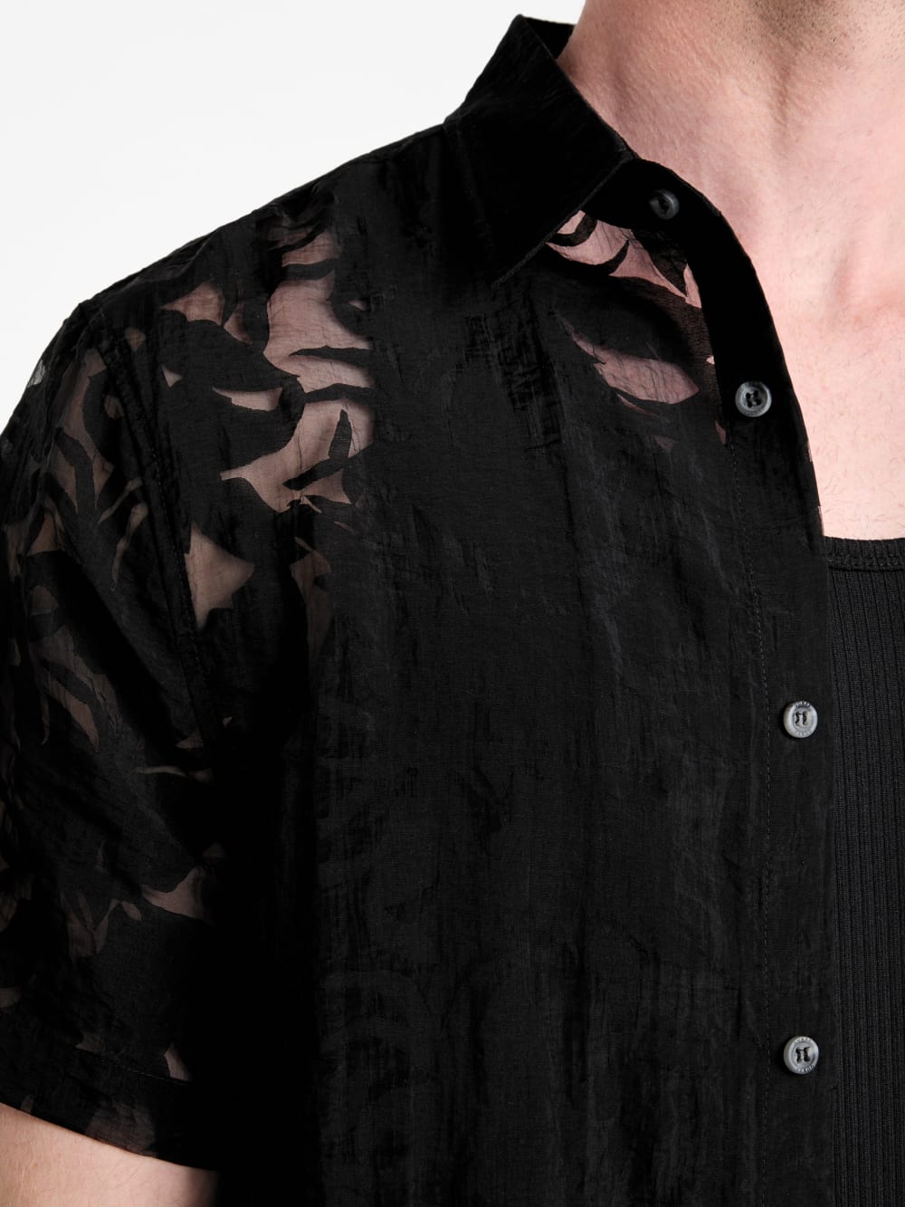 Floral Devore Burnout Shirt - Guess