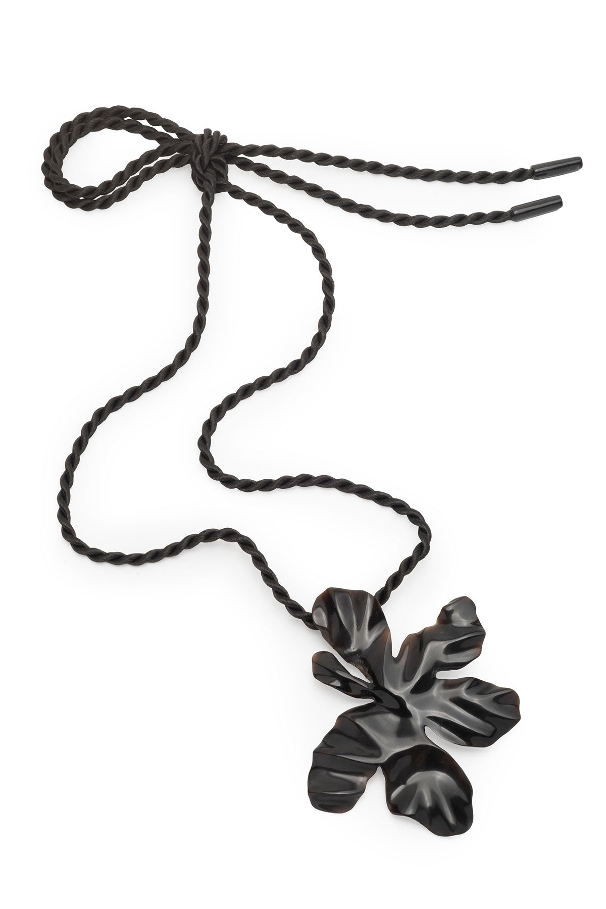 NATORI Peony Buffalo Horn Pendant Rope Necklace