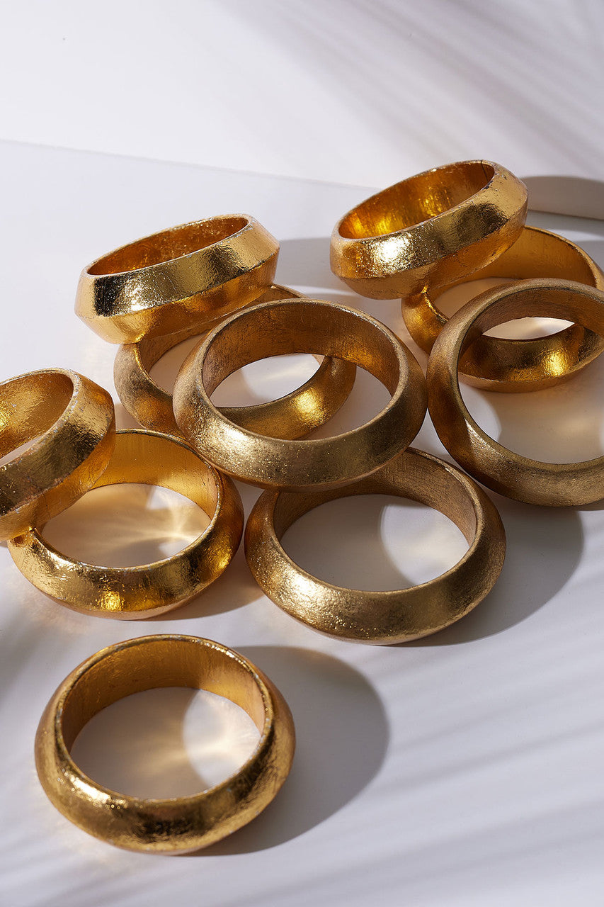 NATORI Buy Acacia Wood and Gold Plated Bangle Set in Antique Gold Online