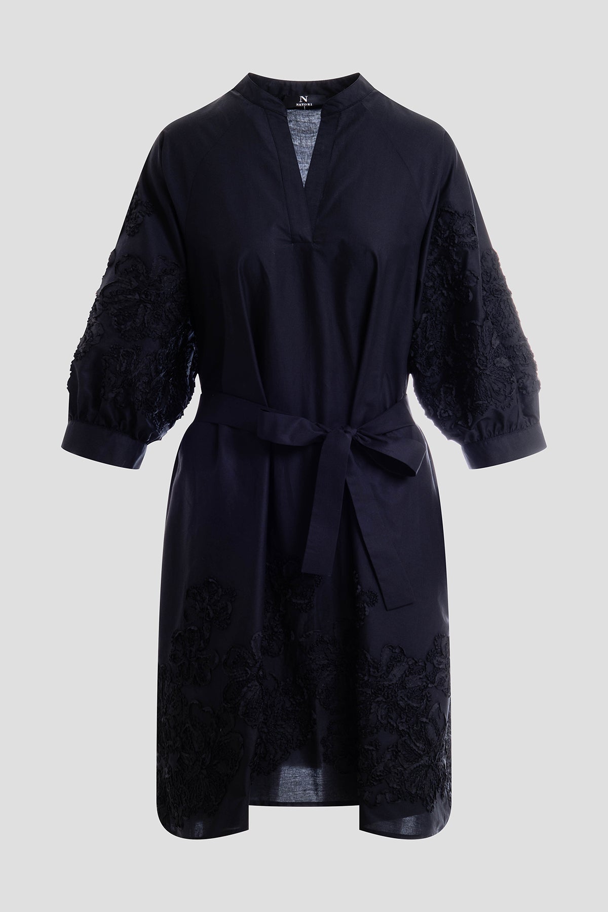 NATORI Carnation Embroidery Cotton Voile Dress