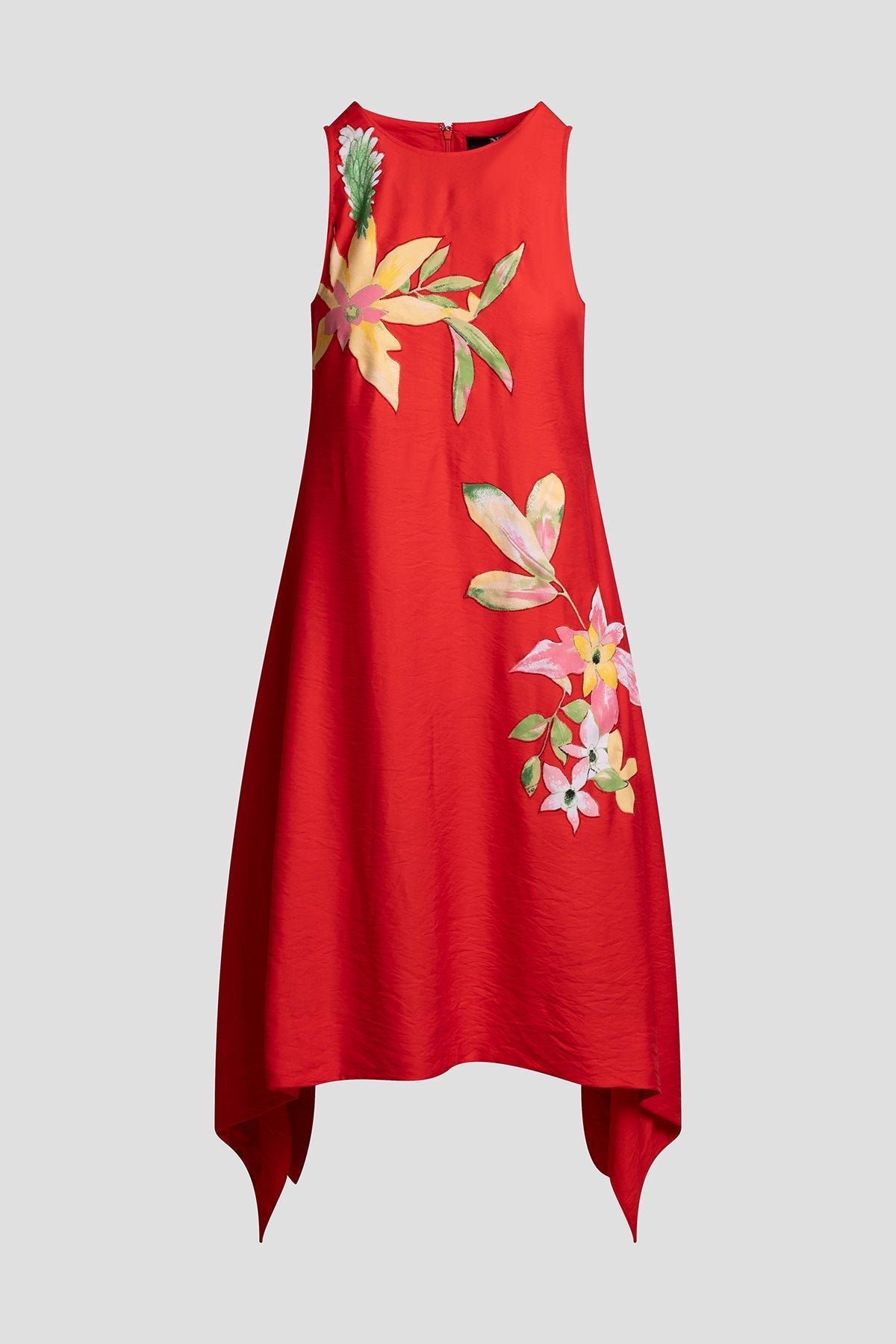 NATORI Solid Fluid Twill Embellished Handkerchief Dress