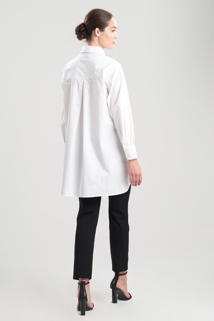 NATORI Buy Cotton Poplin Oversized Half Placket Shirt in White Online