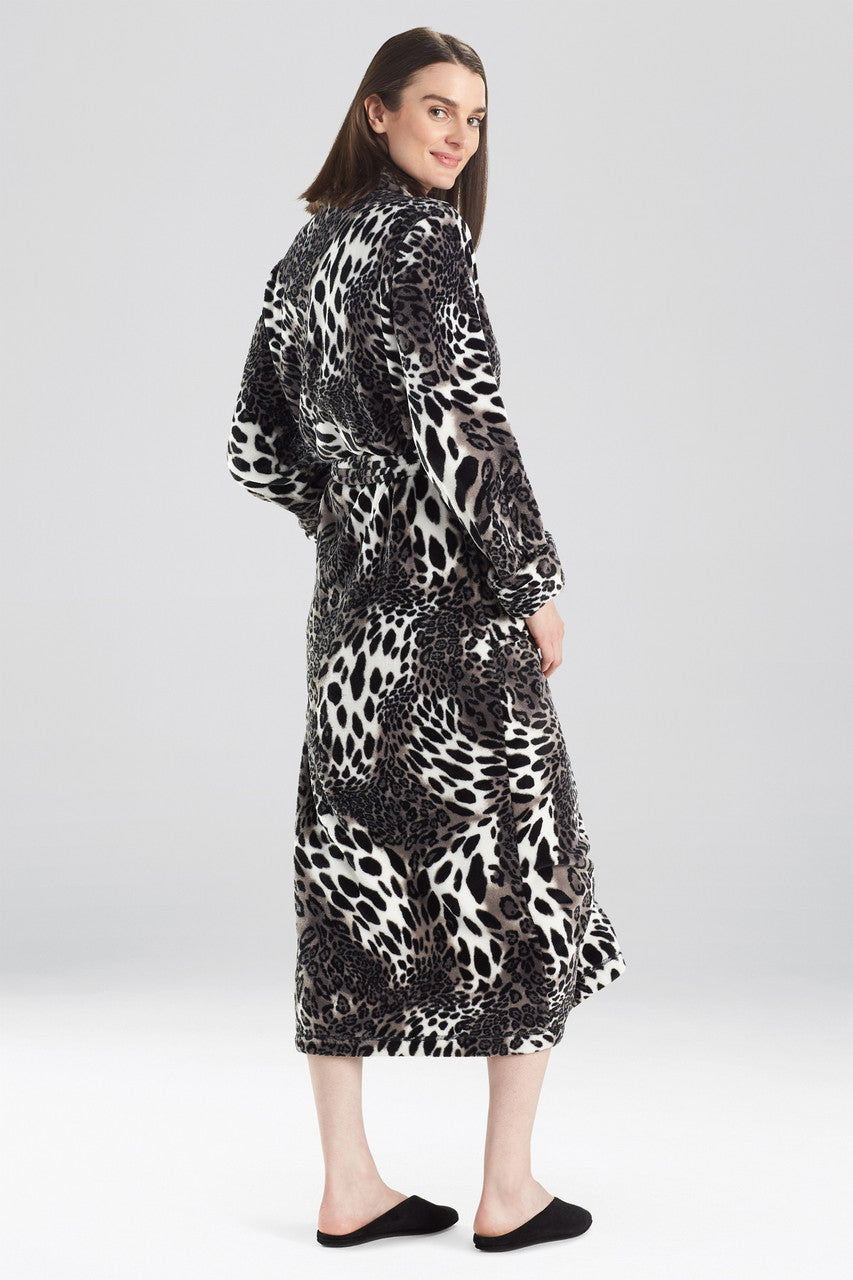 NATORI Buy Plush Leopard Robe in Black Online