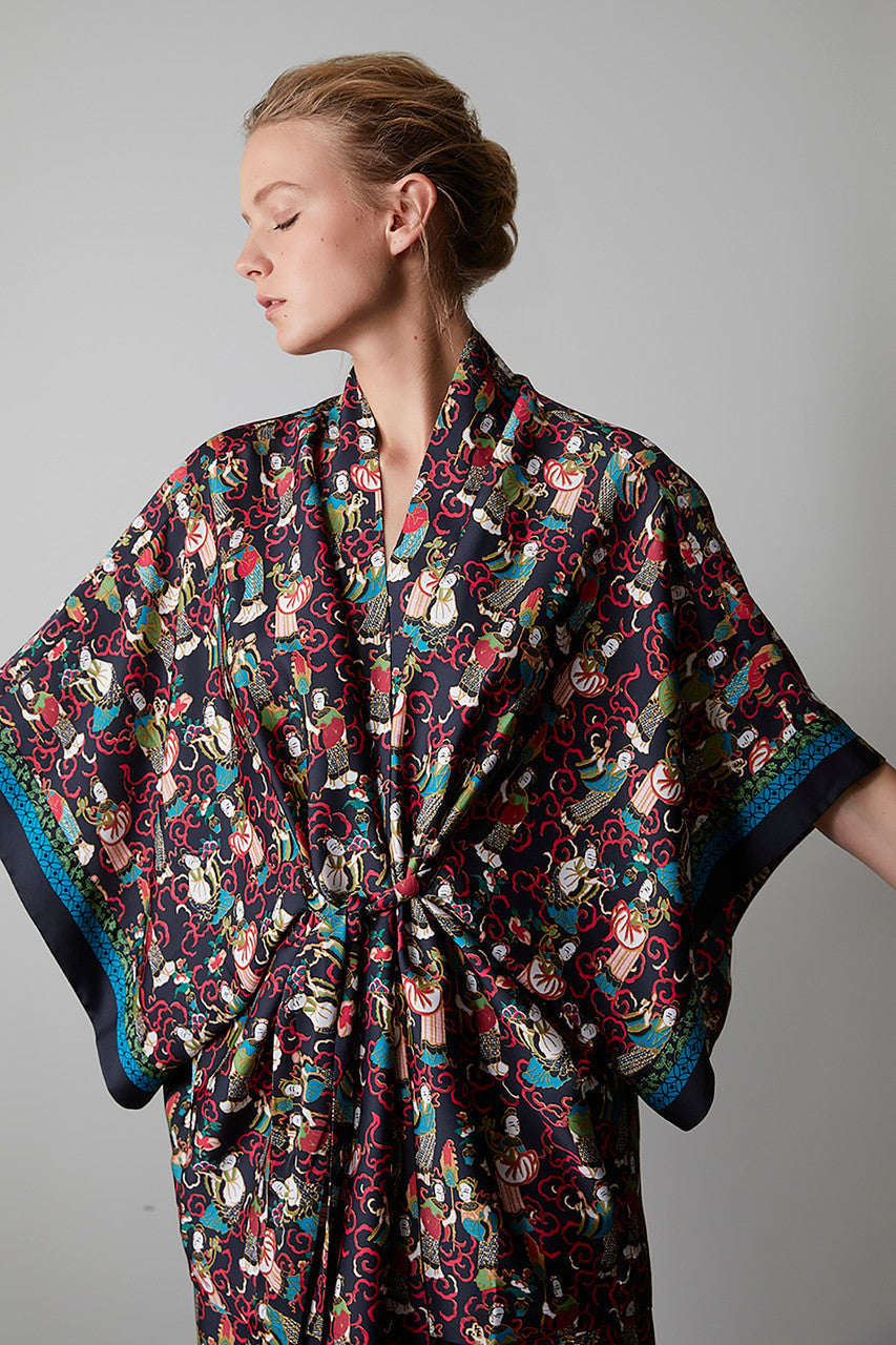 NATORI Buy Tea Garden Robe in Black Multi Online