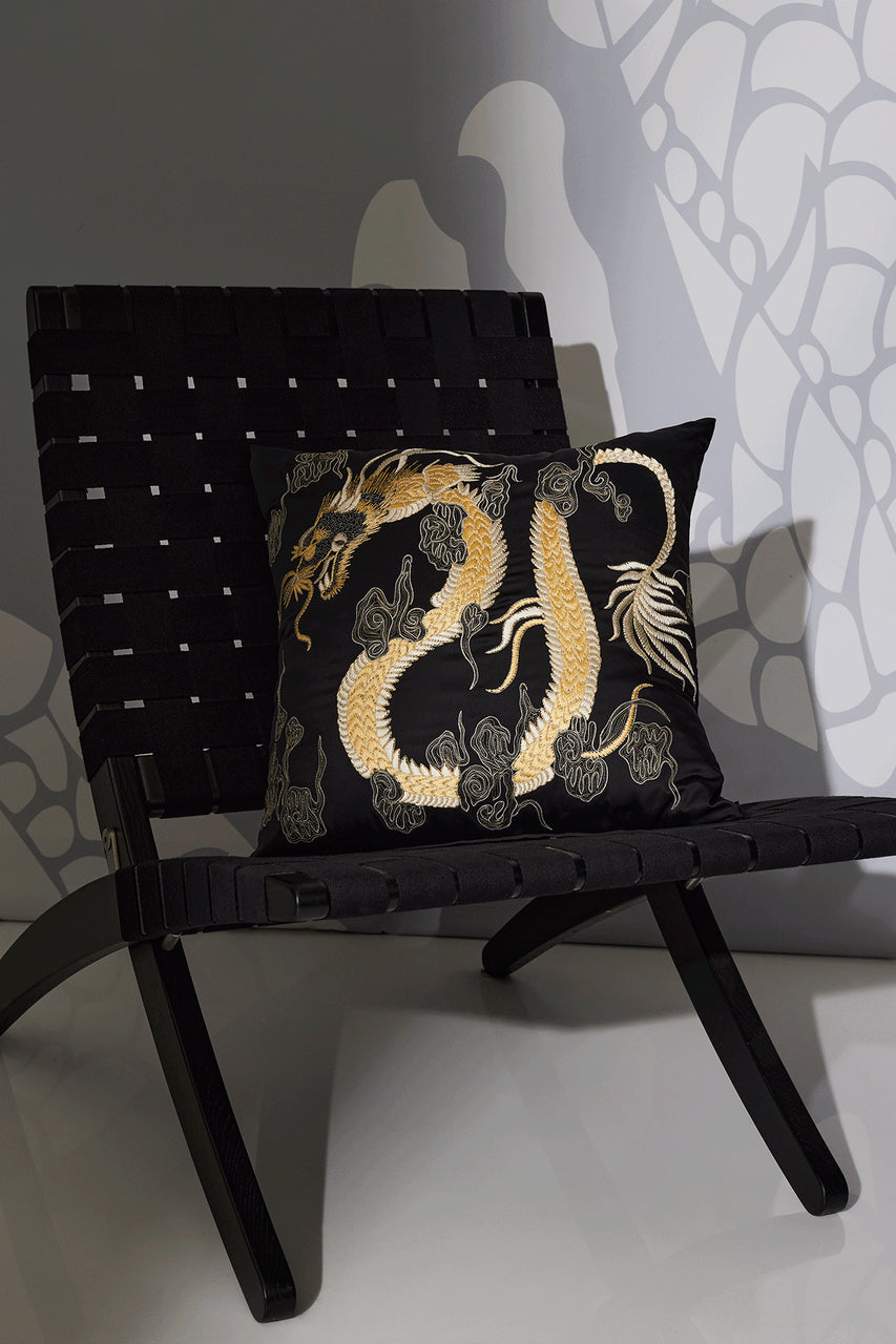 NATORI Buy Luxe Charm Dragon Embroidered Pillow in Black Online