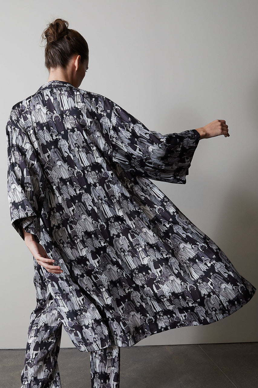 NATORI Buy Dynasty Robe in Black/Grey Online