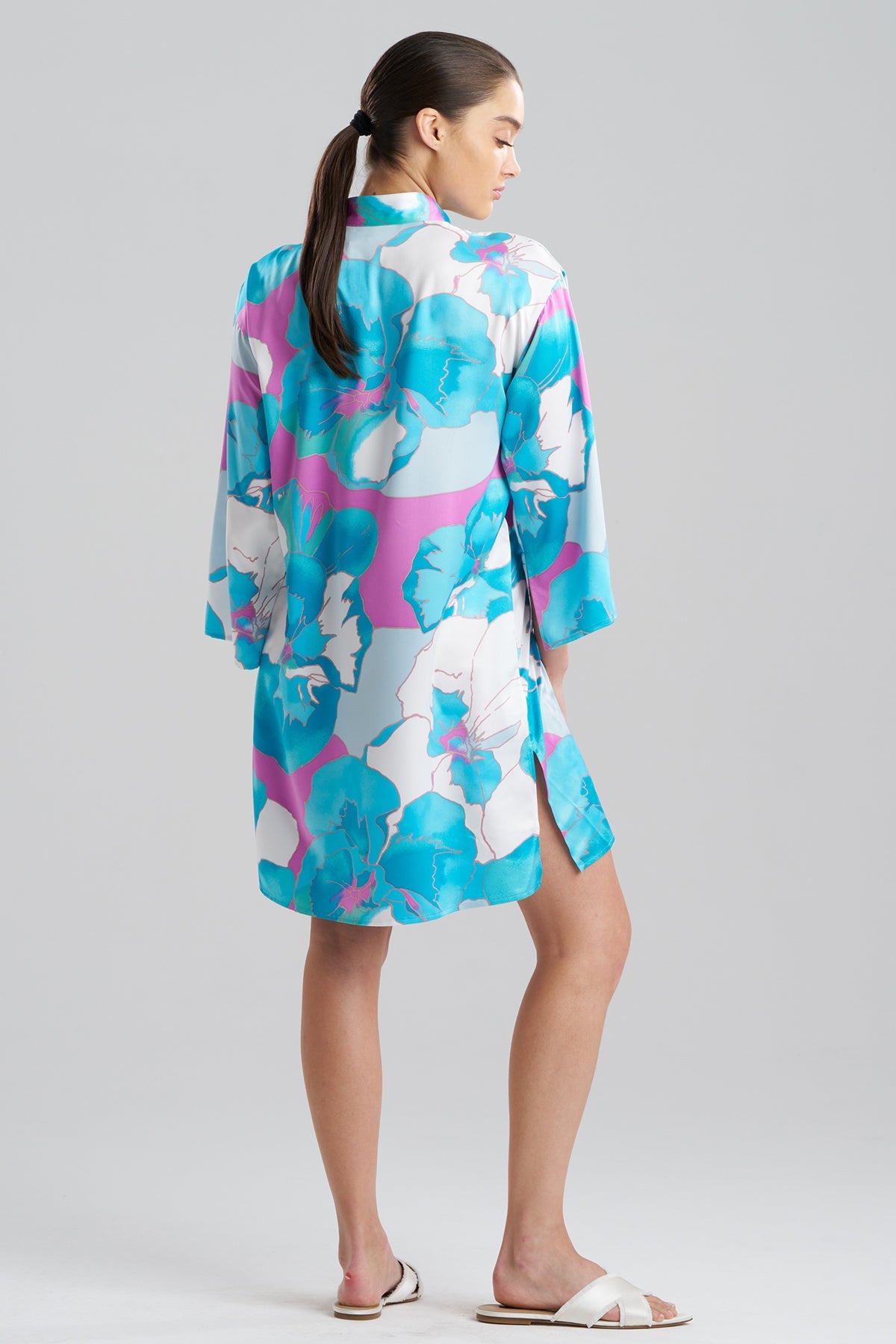 NATORI Floria Printed Satin Sleepshirt